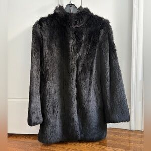 Aritzia Babaton Fritz Faux Fur Black Coat